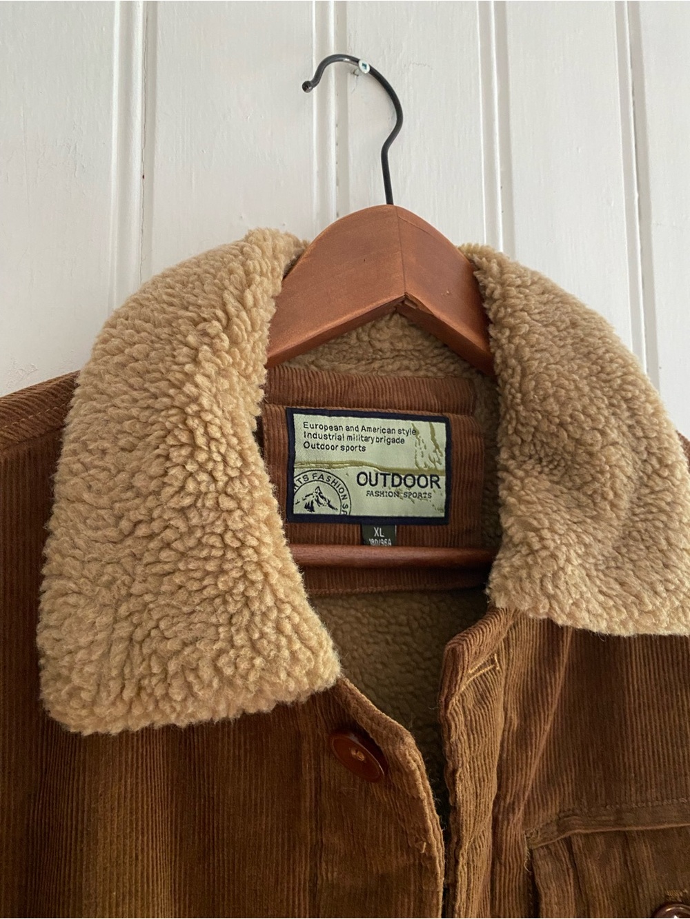 VINTAGE 90s outdoor fashion sports corduroy sherpa lined coat jacket unisex XL - Picture 4 of 10